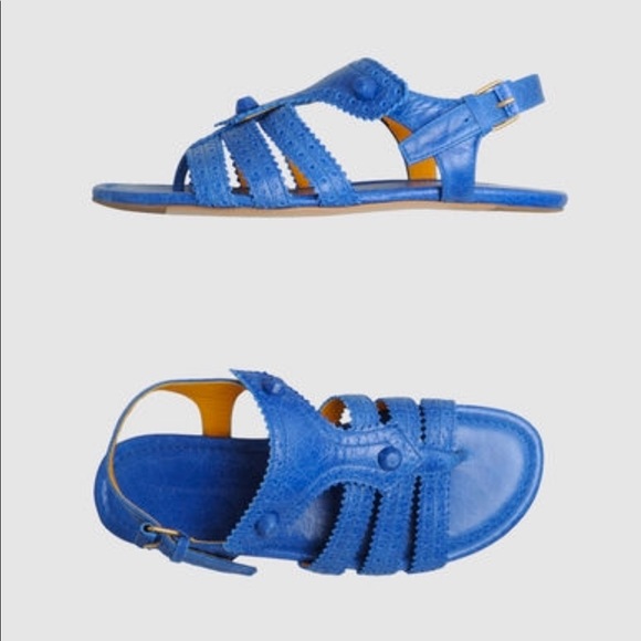 Balenciaga cobalt blue leather studded sandals 37 - Picture 6 of 6